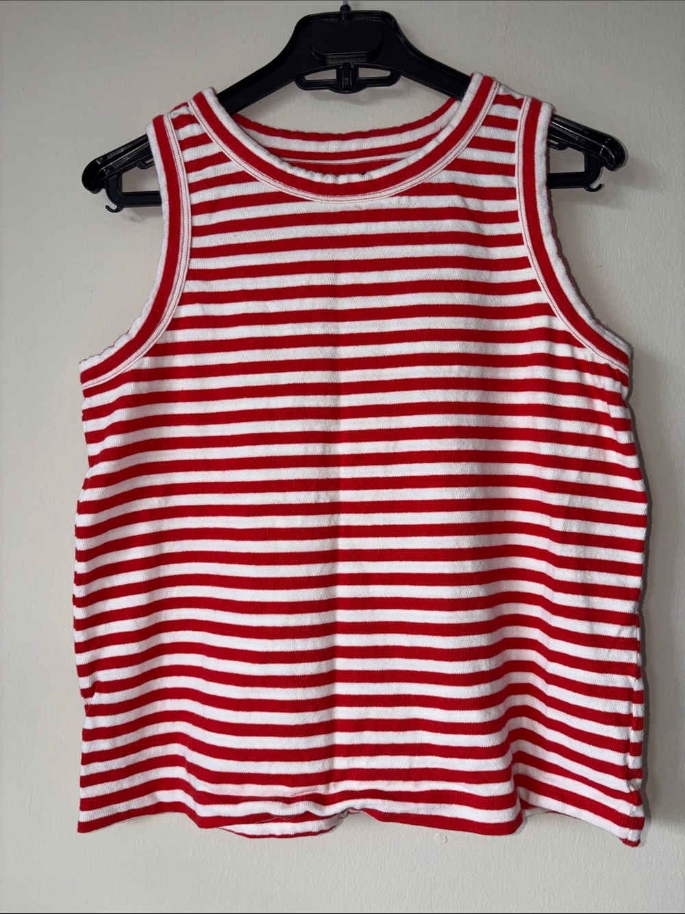 LOFT Red and White Striped Tank Top